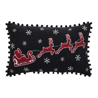 Annie Black Check Santa Sleigh Pillow 14x22 - The Fox Decor